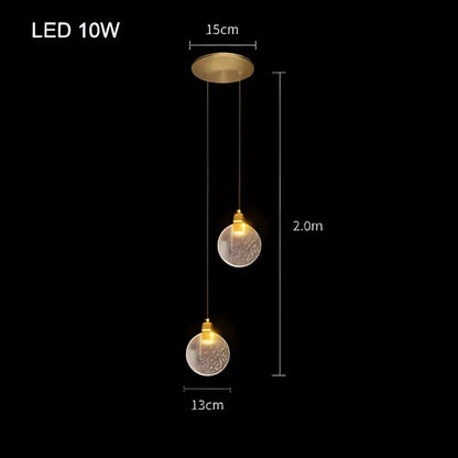 Modern gold crystal bubble pendant chandelier for dining room