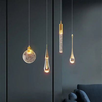 Modern gold crystal bubble pendant chandelier for dining room