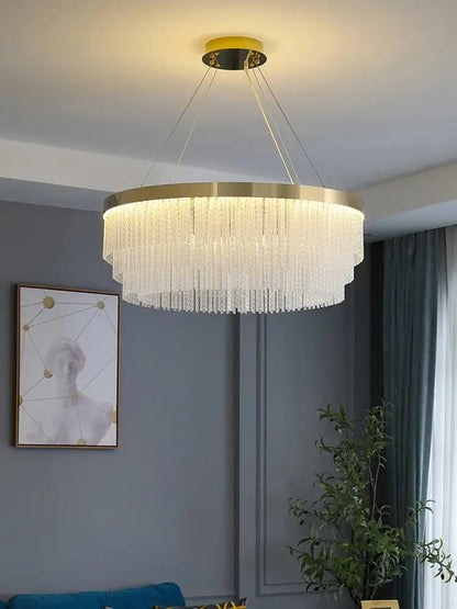 Modern gold crystal ceiling chandelier dining room pendant light