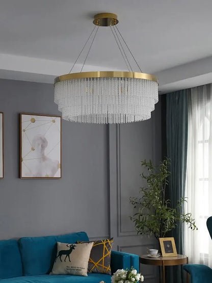 Modern gold crystal ceiling chandelier dining room pendant light