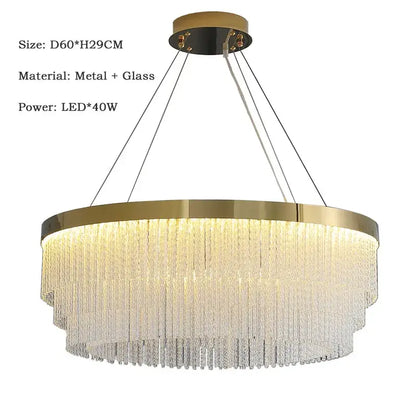 Modern gold crystal ceiling chandelier dining room pendant light