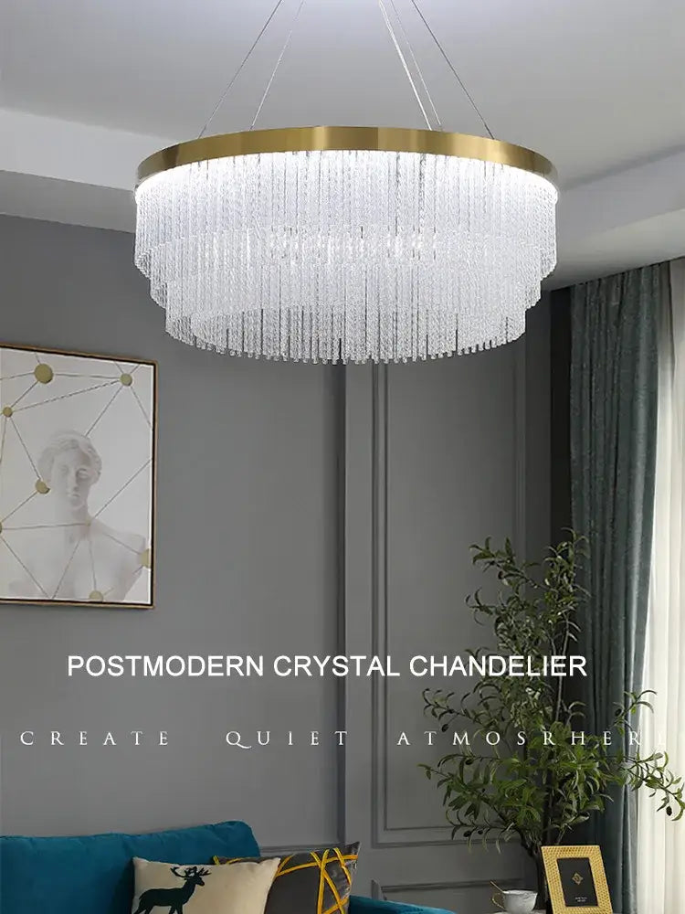 Modern gold crystal ceiling chandelier dining room pendant light