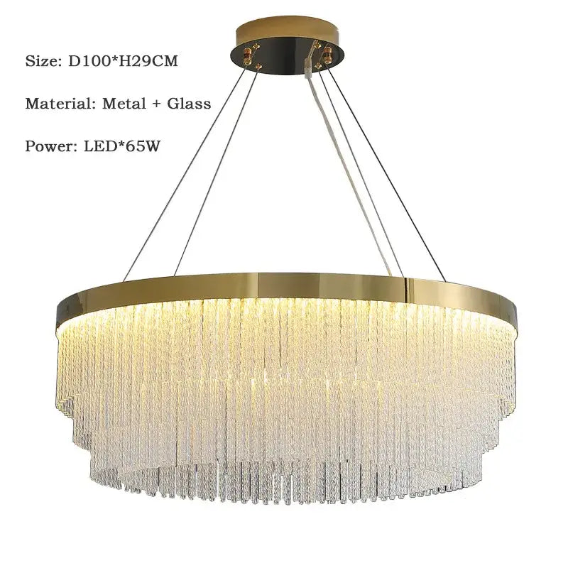 Modern gold crystal ceiling chandelier dining room pendant light