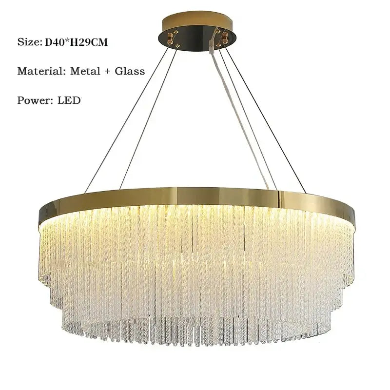 Modern gold crystal ceiling chandelier dining room pendant light