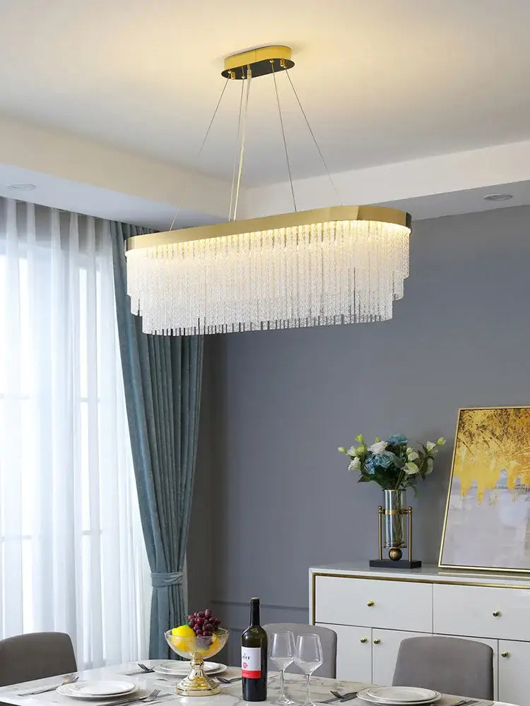 Modern gold crystal ceiling chandelier dining room pendant light