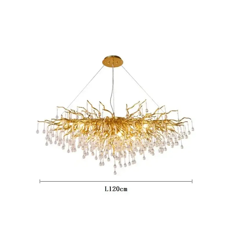 Modern gold crystal ceiling chandelier living room branch design