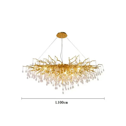 Modern gold crystal ceiling chandelier living room branch design