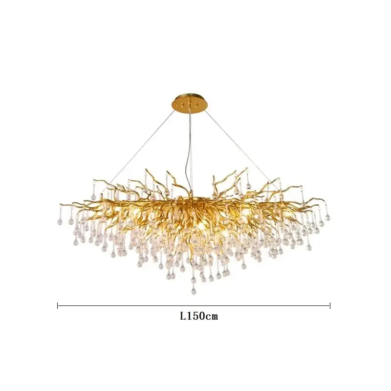 Modern gold crystal ceiling chandelier living room branch design