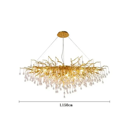 Modern gold crystal ceiling chandelier living room branch design