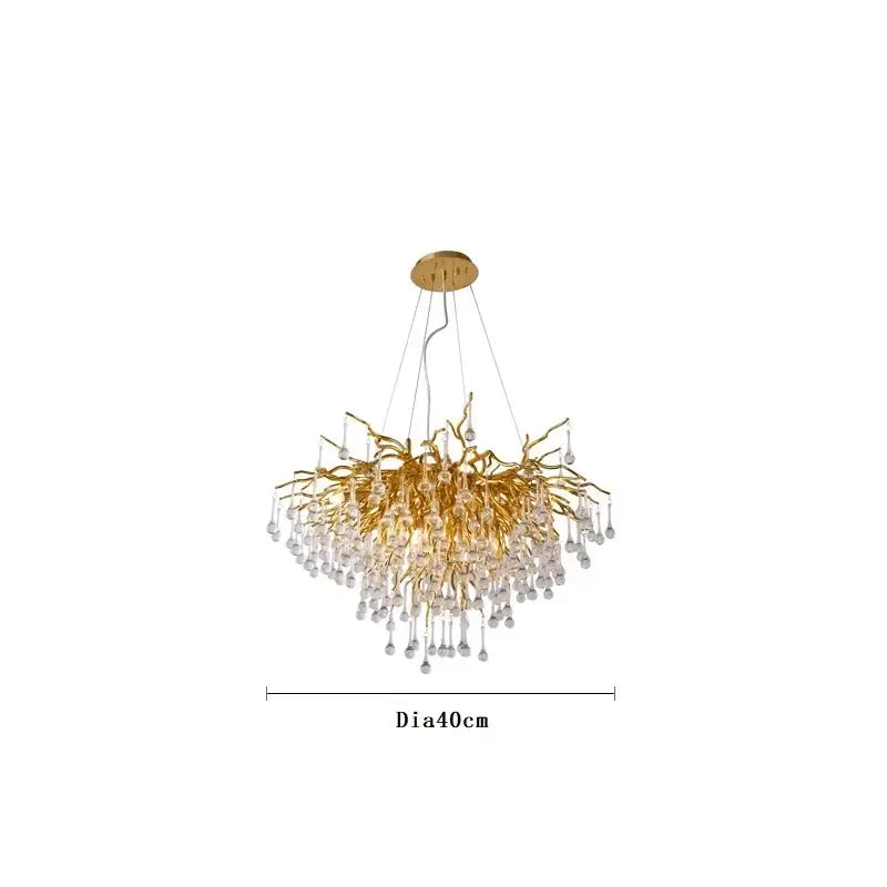 Modern gold crystal ceiling chandelier living room branch design