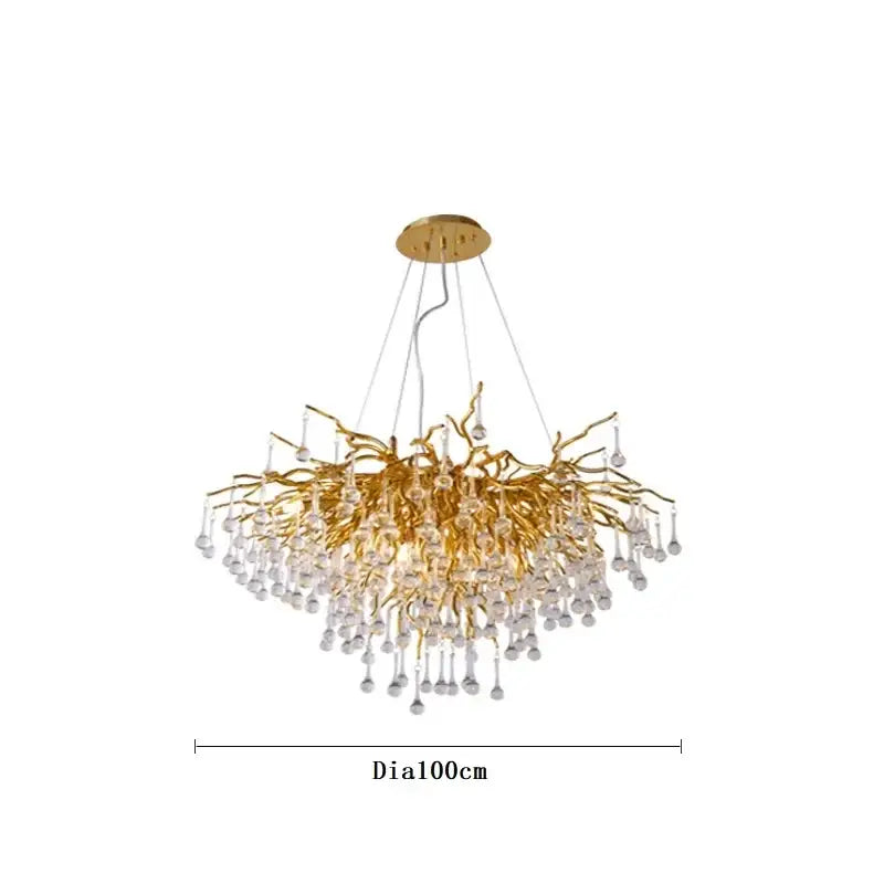 Modern gold crystal ceiling chandelier living room branch design