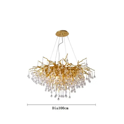 Modern gold crystal ceiling chandelier living room branch design