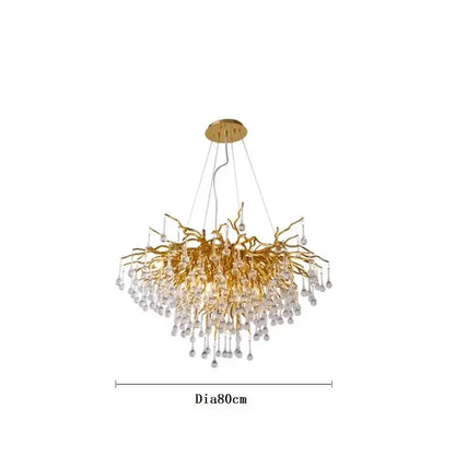 Modern gold crystal ceiling chandelier living room branch design