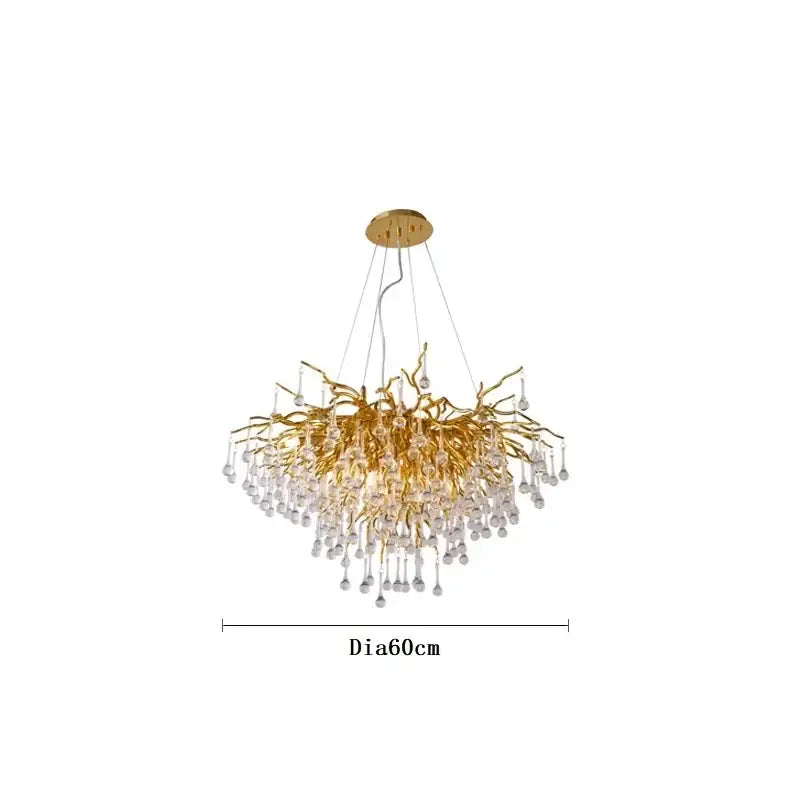Modern gold crystal ceiling chandelier living room branch design