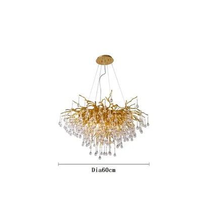 Modern gold crystal ceiling chandelier living room branch design