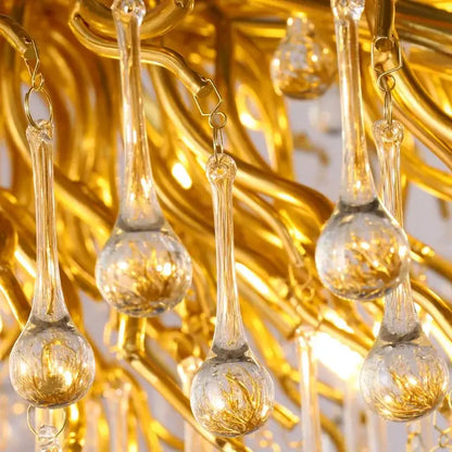 Modern gold crystal ceiling chandelier living room branch design