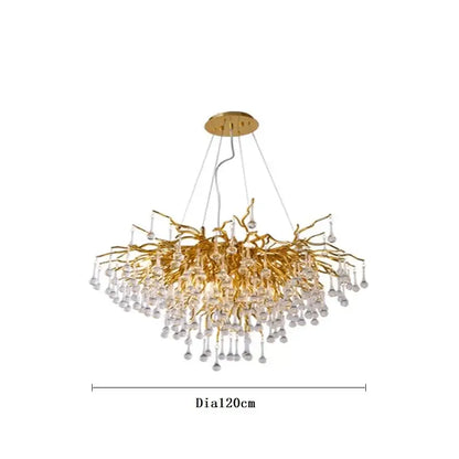 Modern gold crystal ceiling chandelier living room branch design
