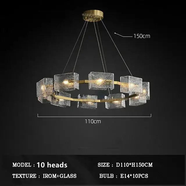 Modern gold crystal ceiling chandelier living room glass pendant light
