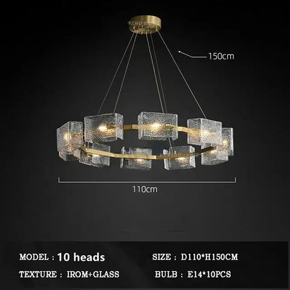 Modern gold crystal ceiling chandelier living room glass pendant light