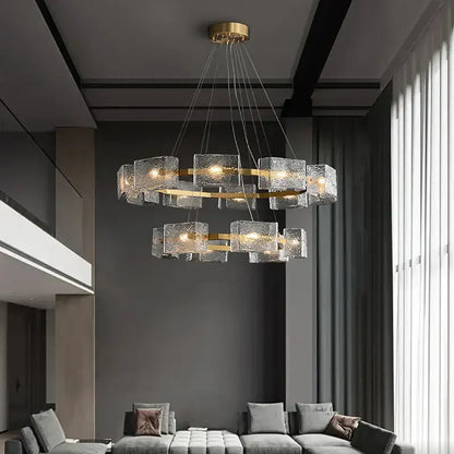 Modern gold crystal ceiling chandelier living room glass pendant light