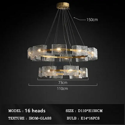 Modern gold crystal ceiling chandelier living room glass pendant light