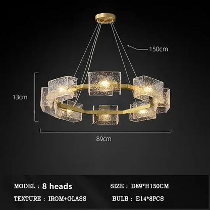Modern gold crystal ceiling chandelier living room glass pendant light
