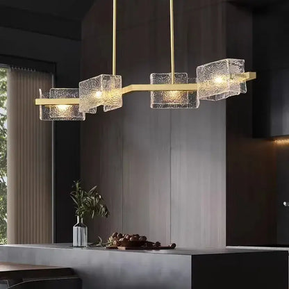 Modern gold crystal ceiling chandelier living room glass pendant light