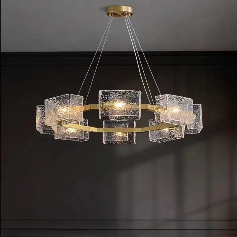 Modern gold crystal ceiling chandelier living room glass pendant light
