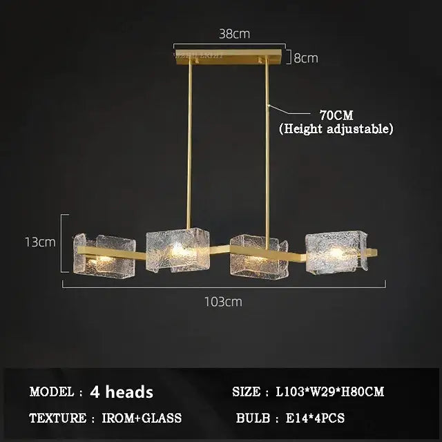 Modern gold crystal ceiling chandelier living room glass pendant light