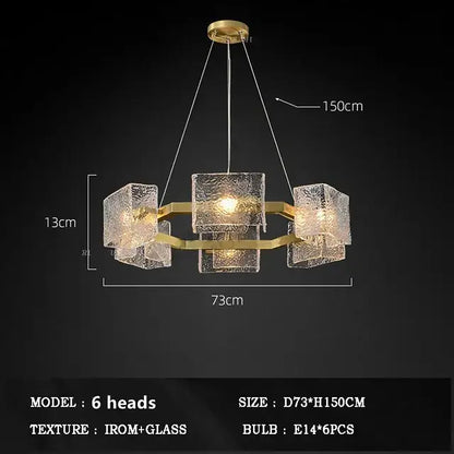 Modern gold crystal ceiling chandelier living room glass pendant light