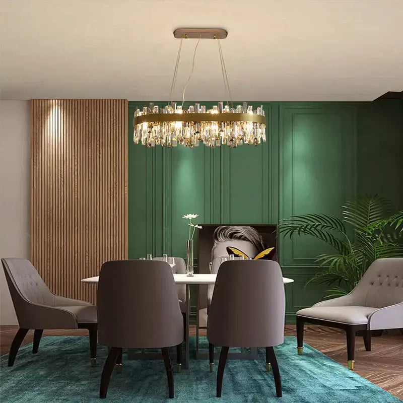 Modern gold crystal ceiling chandelier living room hanging lamp
