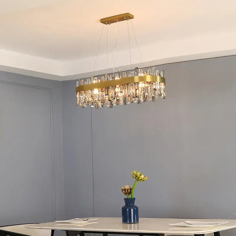 Modern gold crystal ceiling chandelier living room hanging lamp