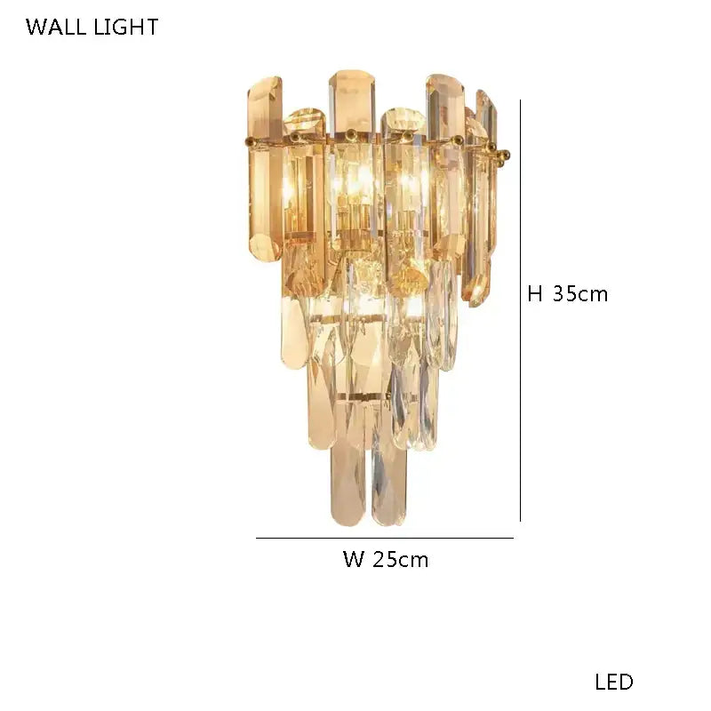 Modern gold crystal ceiling chandelier living room hanging lamp