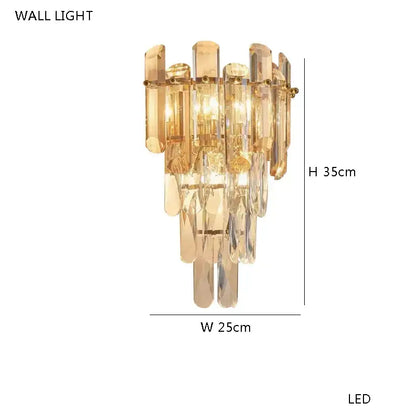 Modern gold crystal ceiling chandelier living room hanging lamp