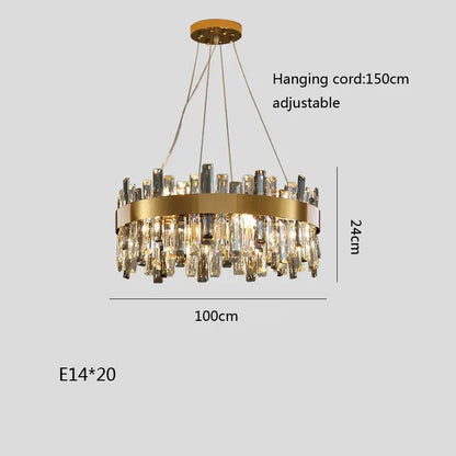 Modern gold crystal ceiling chandelier living room hanging lamp