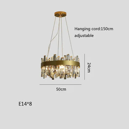 Modern gold crystal ceiling chandelier living room hanging lamp