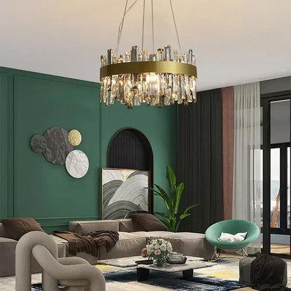 Modern gold crystal ceiling chandelier living room hanging lamp