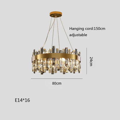 Modern gold crystal ceiling chandelier living room hanging lamp