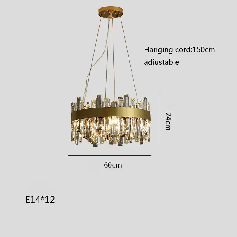 Modern gold crystal ceiling chandelier living room hanging lamp