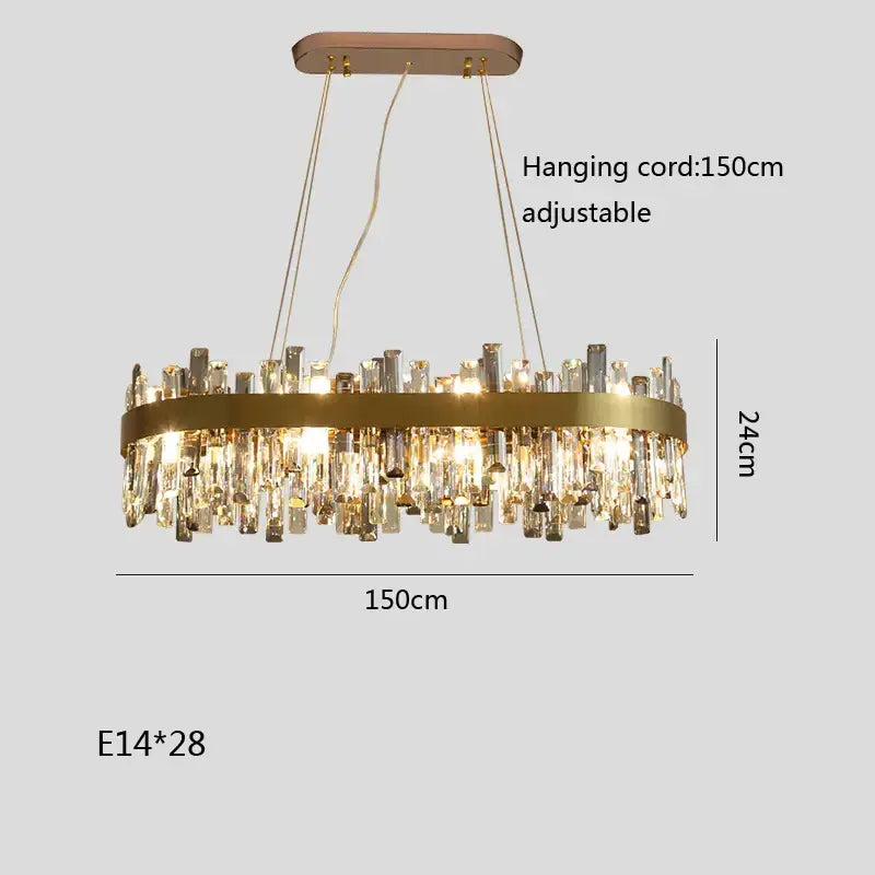 Modern gold crystal ceiling chandelier living room hanging lamp