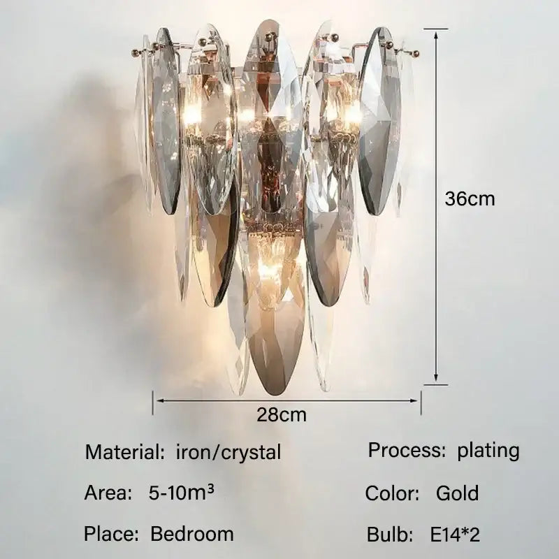 Modern gold crystal ceiling chandelier living room leaf pendant