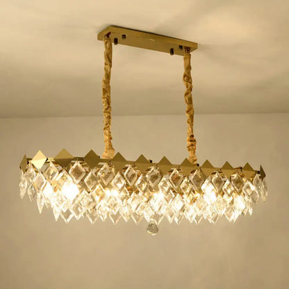 Modern gold crystal ceiling light fixture for dining room island