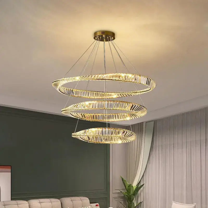 Modern gold crystal ceiling pendant light living room