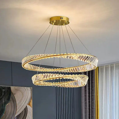 Modern gold crystal ceiling pendant light living room