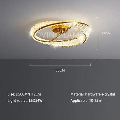 Modern gold crystal ceiling pendant light living room