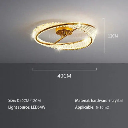 Modern gold crystal ceiling pendant light living room