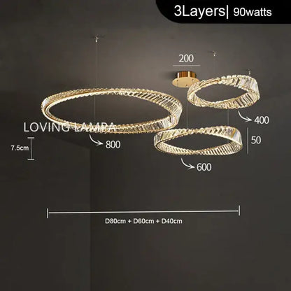 Modern gold crystal ceiling pendant light living room
