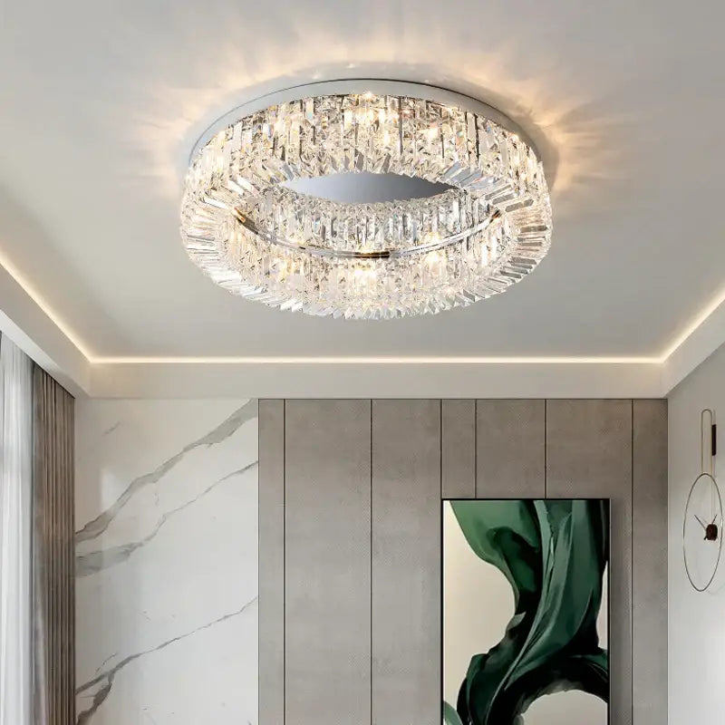 Modern gold crystal chandelier – dining room ceiling light