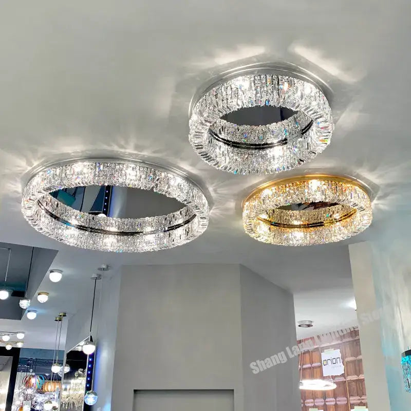 Modern gold crystal chandelier – dining room ceiling light