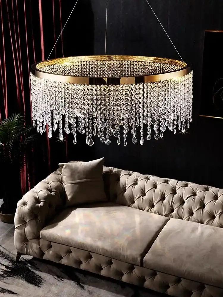 Modern gold crystal chandelier dining room lighting fixture